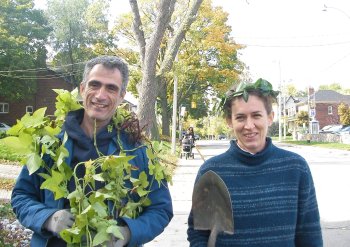 annabel and John wearing foliage